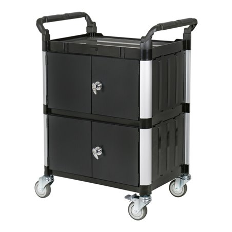 STIER Servierwagen mit 3 Etagen, Wänden und Flügeltüren LxBxH 750x460x980 mm