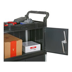 STIER Servierwagen mit 3 Etagen, Wänden und Flügeltüren LxBxH 750x460x980 mm