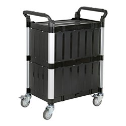 STIER Servierwagen mit 3 Etagen, Wänden und Flügeltüren LxBxH 750x460x980 mm