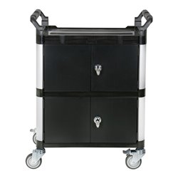 STIER Servierwagen mit 3 Etagen, Wänden und Flügeltüren LxBxH 750x460x980 mm