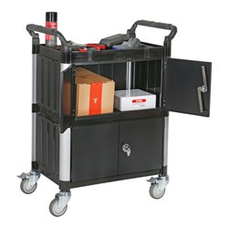 STIER Servierwagen mit 3 Etagen, Wänden und Flügeltüren LxBxH 750x460x980 mm