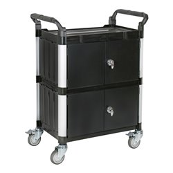 STIER Servierwagen mit 3 Etagen, Wänden und Flügeltüren LxBxH 750x460x980 mm