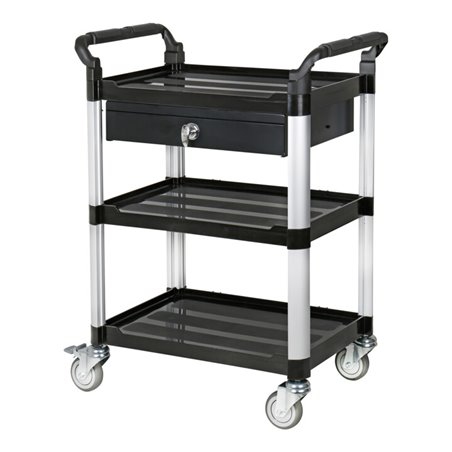STIER Servierwagen mit 3 Etagen und Schublade LxBxH 860x480x980 mm