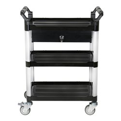 STIER Servierwagen mit 3 Etagen und Schublade LxBxH 860x480x980 mm