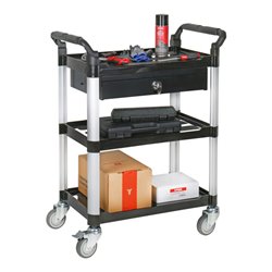 STIER Servierwagen mit 3 Etagen und Schublade LxBxH 860x480x980 mm