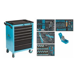 HAZET Werkstattwagen Assistent 178 N-7 mit 204 Werkzeugen 178N-7/204 Schubladen flach: 5 x 80 x 527 x 348 mm Schubladen hoch: 2 