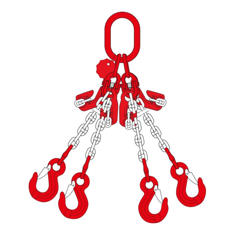 Dolezych Anschlagkette DoKett2, 4-strängig, 2 m Länge, 8 mm Nenndicke, mit Verkürzungshaken