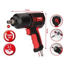 KS Tools 1/2 Zoll THE DEVIL Hochleistungs-Druckluft-Schlagschrauber, 1600Nm
