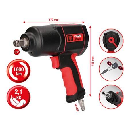 KS Tools 1/2 Zoll THE DEVIL Hochleistungs-Druckluft-Schlagschrauber, 1600Nm