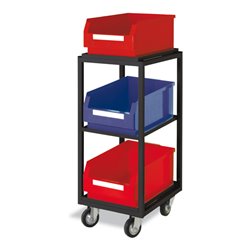 STIER Kommissionierwagen mit 3 geraden Böden HxBxT 948xx383x485 mm inkl. Lagersichtkästen Gr. 1