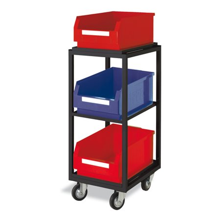 STIER Kommissionierwagen mit 3 geraden Böden HxBxT 948xx383x485 mm inkl. Lagersichtkästen Gr. 2