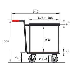 STIER Viereckgriffroller für Normkasten mit 2 Ladeflächen untere Ladefläche Multiplexholz Tragkraft 300 kg LxB 605x405 mm