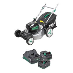 STIER Akku-Rasenmäher SRM-430 + 2 x Akku 36V 2,5 Ah + Schnellladegerät 36V 3A
