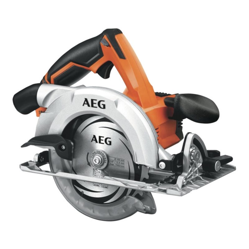 AEG Akku-Handkreissäge BKS18-0 18V Solo-Version inkl. Ø 165mm 18-Zahn HM-Sägeblatt, Parallelanschlag im Karton