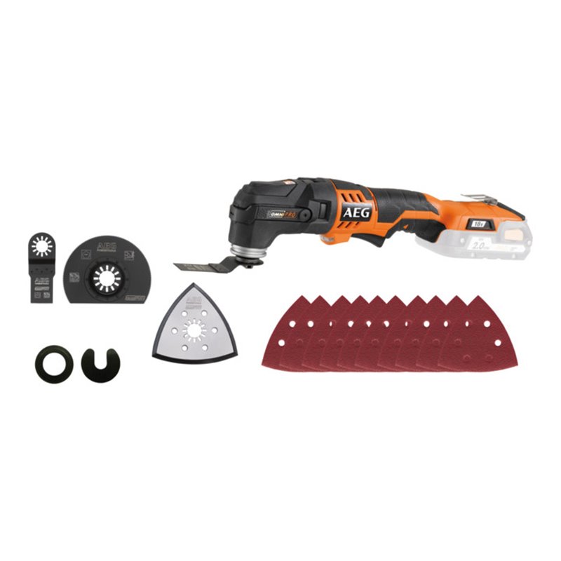 AEG Akku-Multitool OMNI18C-0KIT1X 18V Solo-Version inkl. Multifunktionskopf OMNI-MTX, Multitool-Zubehör
