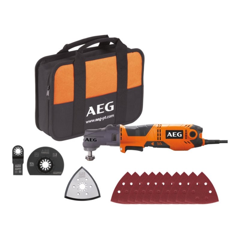 AEG Netz-Multitool OMNI300-KIT1 300W inkl. Multifunktionskopf OMNI-MTX, Multitool-Zubehör, Transporttasche
