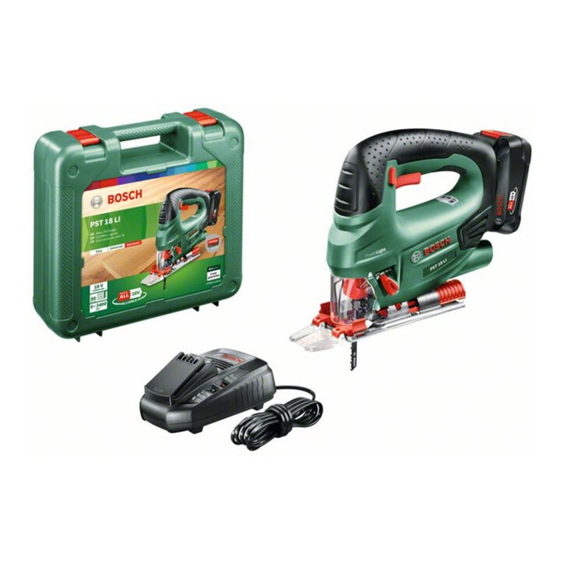 Bosch Akku-Stichsäge PST 18 LI, mit 1 x PBA 18V 2.5 Ah Akku, Ladegerät AL 1830 CV