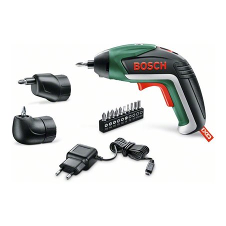 Bosch Akku-Schrauber Lithium-Ionen IXO, Full Set mit Winkelaufsatz und Exzenteraufsatz