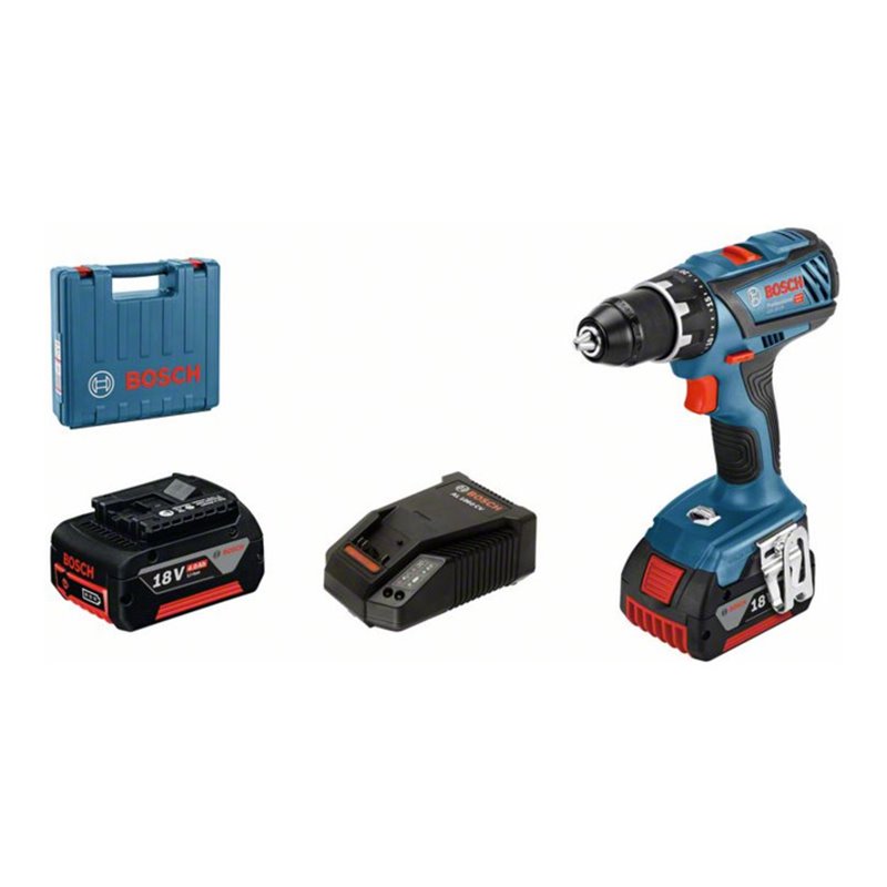 Bosch Akku-Bohrschrauber GSR 18V-28, 2 x Akkus GBA 18V, Schnellladegerät AL 1860 CV