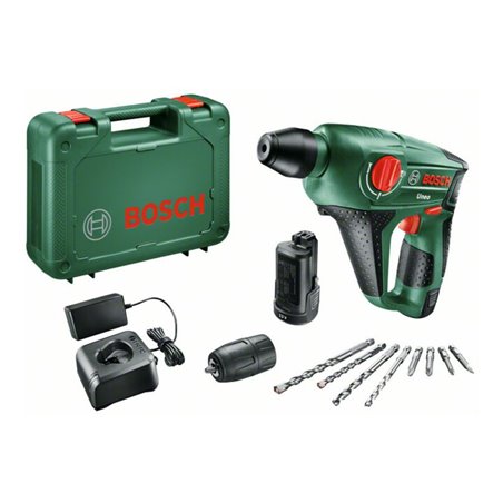 Bosch Akku-Bohrhammer Uneo, mit 2 x PBA 12V 2.5 Ah Akku, Ladegerät AL 1115 CV
