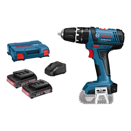 Bosch Akku-Schlagbohrschrauber GSB 18-2-LI, 2 Akku GBA 18V 2.0Ah, Ladegerät AL 1820 CV