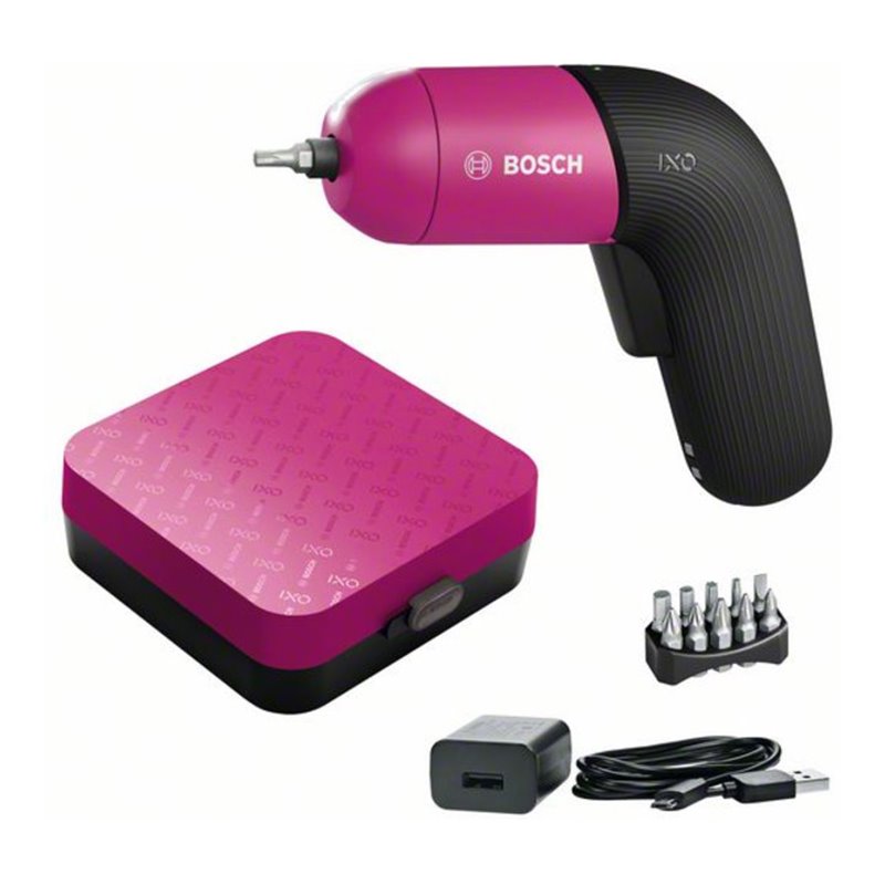 Bosch IXO Akku-Schrauber Colour Edition, Akku - Micro-USB-Ladegerät, Bit-Starter Set