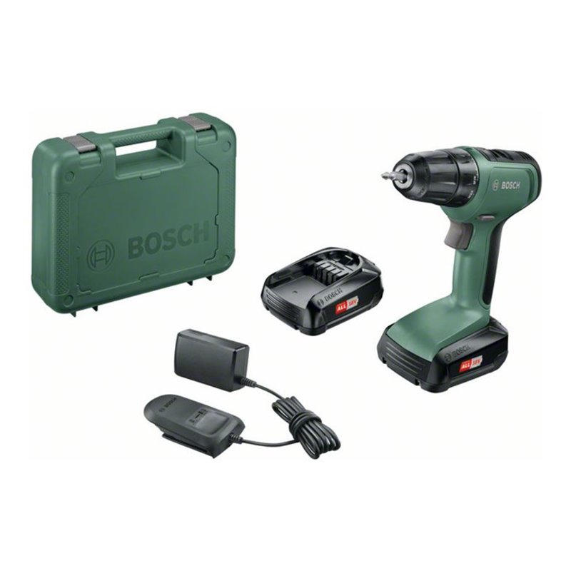 Bosch Akku-Zweigang-Bohrschrauber UniversalDrill 18, 2x Akkus PBA 18V 1,5 Ah, Ladege.