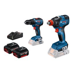 Bosch GDX 18V-200+GSR 18V-55, 2x4,0 Ah L, Schnelladegerät und L-BOXX
