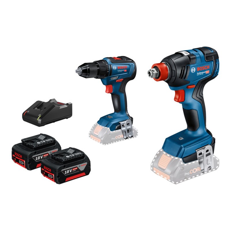 Bosch GDX 18V-200+GSR 18V-55, 2x4,0 Ah L, Schnelladegerät und L-BOXX