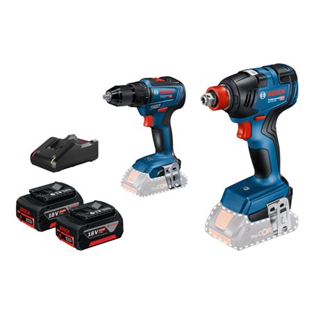 Bosch GDX 18V-200+GSR 18V-55, 2x4,0 Ah L, Schnelladegerät und L-BOXX