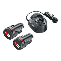 Bosch Akku Starter-Set: 2 x PBA 12V, 1.5 Ah O-A Akku und Ladegerät GAL 1210 CV
