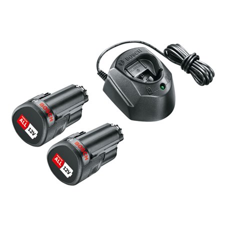 Bosch Akku Starter-Set: 2 x PBA 12V, 1.5 Ah O-A Akku und Ladegerät GAL 1210 CV