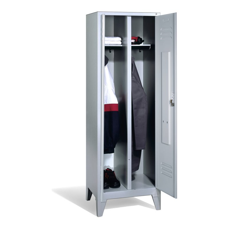 C+P Doppelspind Classic auf Füßen 2 Abteile Front Lichtgrau Korpus Lichtgrau