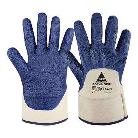 Hase Stulpe Gotha-Grip, teilbeschichtet blau Größe 10