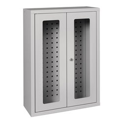 Hängeschrank H750xB500xT200mm Sichtfenster Stahlbl.lichtgrau/lichtgrau