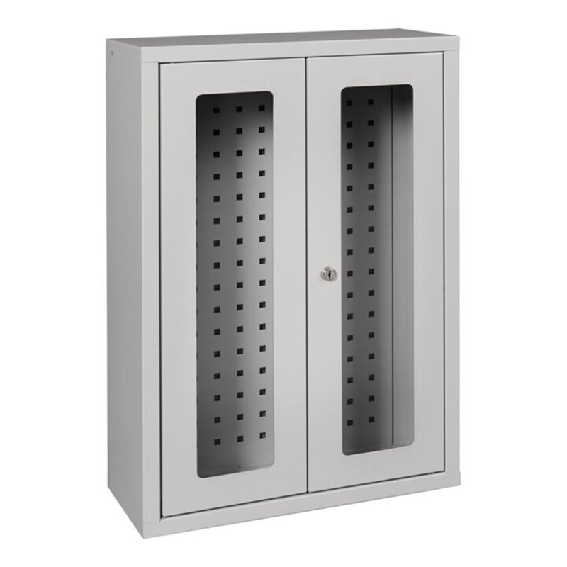 Hängeschrank H750xB500xT200mm Sichtfenster Stahlbl.lichtgrau/lichtgrau