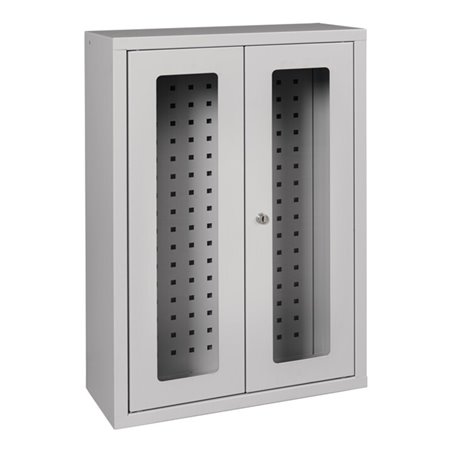 Hängeschrank H750xB500xT200mm Sichtfenster Stahlbl.lichtgrau/lichtgrau