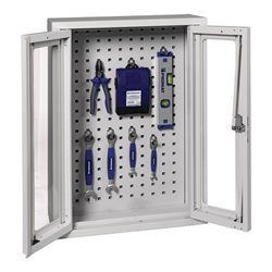 Hängeschrank H750xB500xT200mm Sichtfenster Stahlbl.lichtgrau/lichtgrau