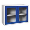 Hängeschrank H600xB800xT300mm Sichtfenster,1 BD Stahlbl.lichtgrau/enzianblau