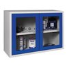 Hängeschrank H600xB800xT300mm Sichtfenster,1 BD Stahlbl.lichtgrau/enzianblau