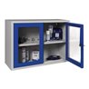 Hängeschrank H600xB800xT300mm Sichtfenster,1 BD Stahlbl.lichtgrau/enzianblau