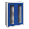 Hängeschrank H750xB500xT200mm Sichtfenster Stahlbl.lichtgrau/enzianblau