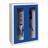 Hängeschrank H750xB500xT200mm Sichtfenster Stahlbl.lichtgrau/enzianblau