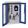 Hängeschrank H750xB500xT200mm Sichtfenster Stahlbl.lichtgrau/enzianblau