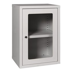 Hängeschrank H600xB400xT300mm Sichtfenster,1 BD Stahlbl.lichtgrau/lichtgrau