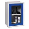Hängeschrank H600xB400xT300mm Sichtfenster,1 BD Stahlbl.lichtgrau/enzianblau