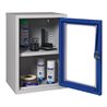 Hängeschrank H600xB400xT300mm Sichtfenster,1 BD Stahlbl.lichtgrau/enzianblau