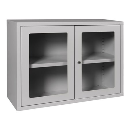 Hängeschrank H600xB800xT300mm Sichtfenster,1 BD Stahlbl.lichtgrau/lichtgrau