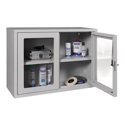 Hängeschrank H600xB800xT300mm Sichtfenster,1 BD Stahlbl.lichtgrau/lichtgrau