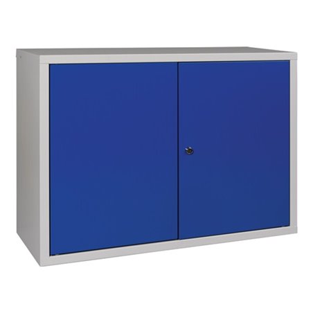 Hängeschrank H600xB800xT300mm Vollblech,1 BD Stahlbl.lichtgrau/enzianblau